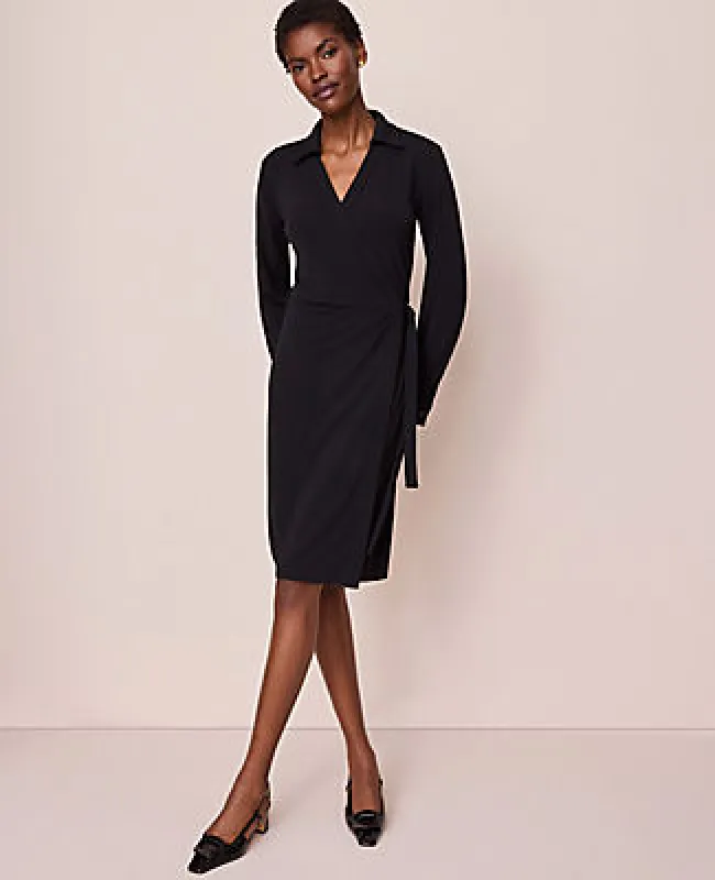 Ann Taylor Petite Collared Knit Wrap Dress sold by Ann Taylor