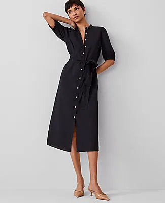 Ann Taylor Petite Stand Collar Belted Midi Shirtdress sold by Ann Taylor