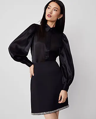 Ann Taylor Petite Crystal-Embellished Hem A-Line Skirt sold by Ann Taylor product image thumbnail 2