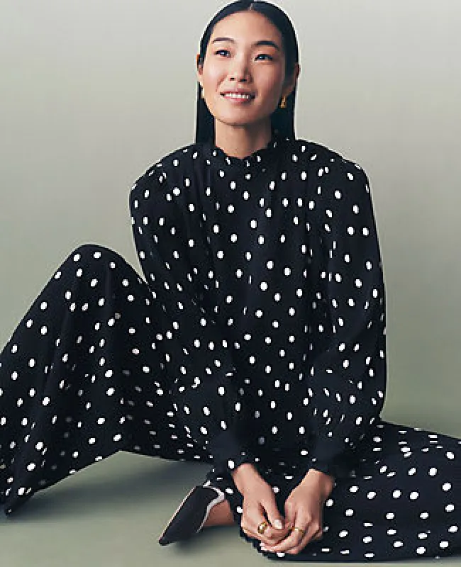 Ann Taylor Dotted Ruffle Popover Top sold by Ann Taylor