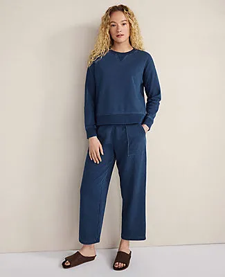 Ann Taylor Haven Well Within Indigo Washed Cotton Fleece Straight Leg Pants sold by Ann Taylor product image thumbnail 3