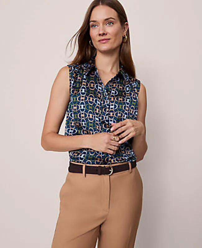 Ann Taylor Chain Link Print Sleeveless Shirt sold by Ann Taylor