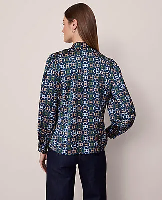 Ann Taylor Chain Link Print V-Neck Popover Top sold by Ann Taylor product image thumbnail 2