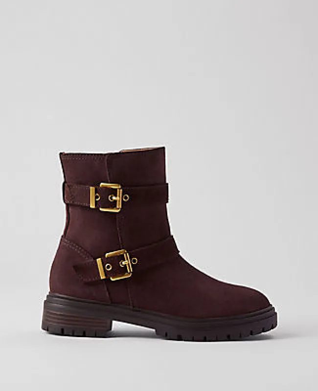Ann Taylor Weekend Collection Buckle Suede Bootie made by Ann Taylor