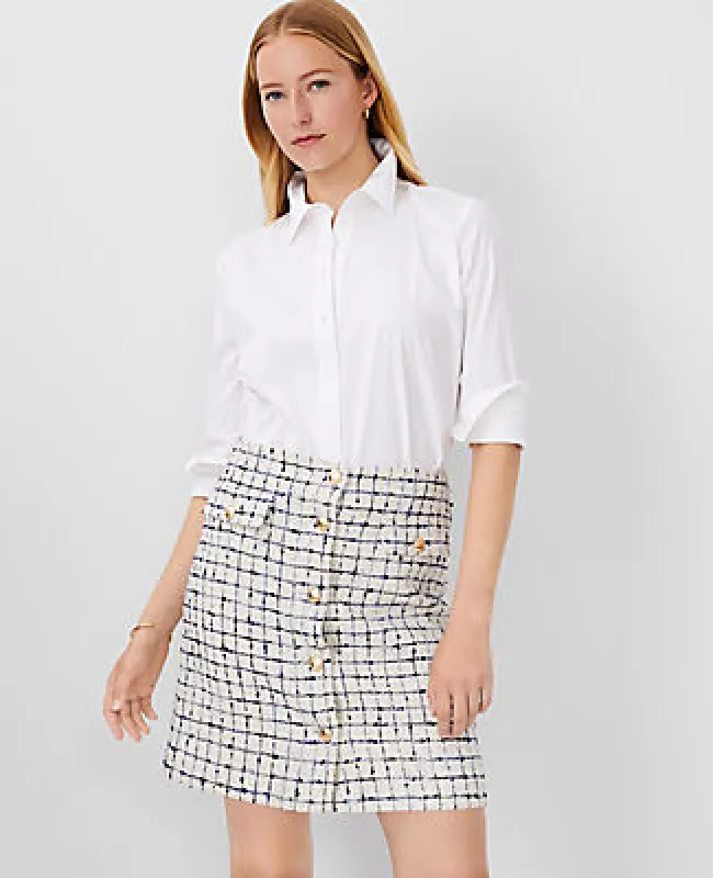 Ann Taylor Petite Tweed Button A-Line Skirt sold by Ann Taylor