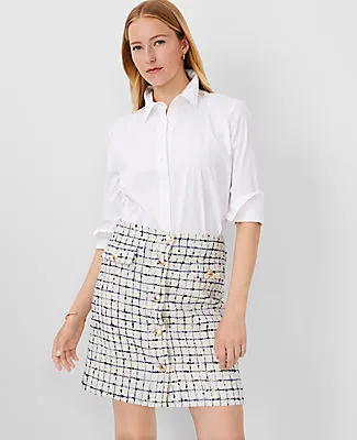 Ann Taylor Petite Tweed Button A-Line Skirt sold by Ann Taylor