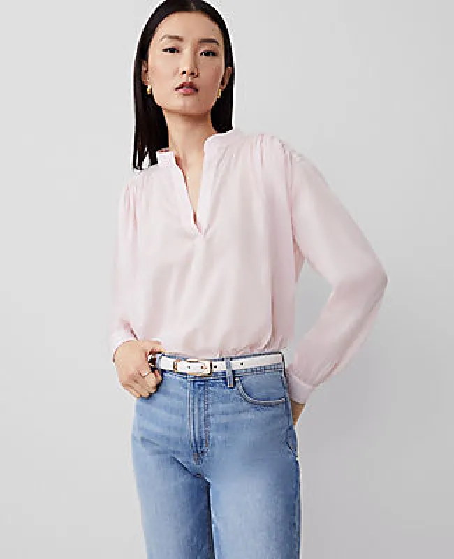 Ann Taylor Tall V-Neck Blouson Popover Top sold by Ann Taylor