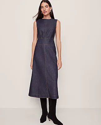 Ann Taylor Petite Weekend Collection Crew Neck Flare Midi Dress sold by Ann Taylor product image thumbnail 5