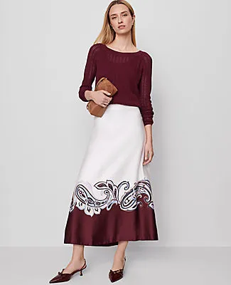 Ann Taylor Paisley Satin Midi Skirt sold by Ann Taylor product image thumbnail 2