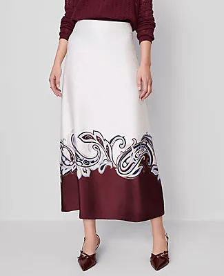 Ann Taylor Paisley Satin Midi Skirt sold by Ann Taylor product image thumbnail 3