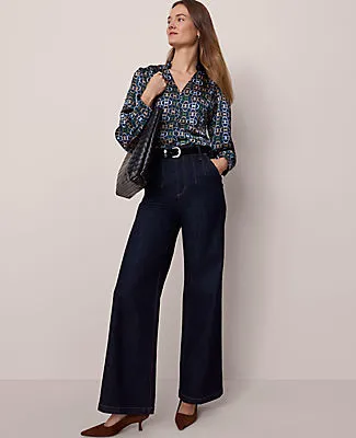 Ann Taylor Chain Link Print V-Neck Popover Top sold by Ann Taylor product image thumbnail 3