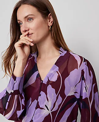 Ann Taylor Petite Floral V-Neck Popover Top sold by Ann Taylor