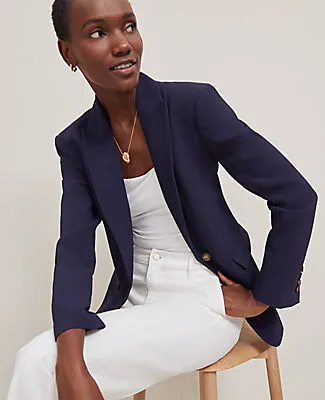 Ann Taylor Fluid Crepe Fitted Long Blazer sold by Ann Taylor