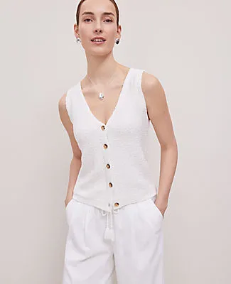 Ann Taylor Petite Weekend Collection Bouclé Sweater Vest sold by Ann Taylor product image thumbnail 3