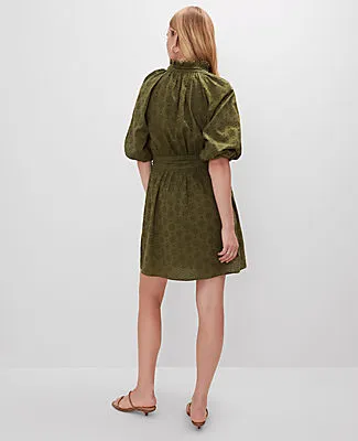 Ann Taylor Eyelet Ruffle Neck Flare Dress sold by Ann Taylor product image thumbnail 2