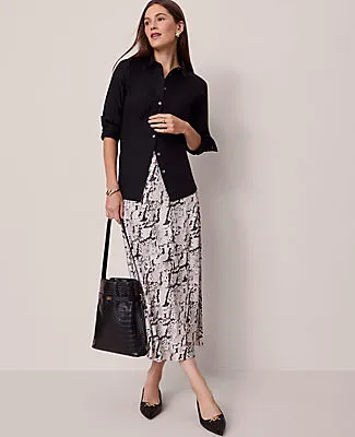 Ann Taylor Petite Snake Print Satin Bias Slip Skirt sold by Ann Taylor product image thumbnail 4