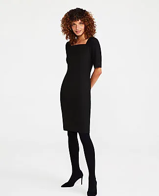 Ann Taylor The Petite Square Neck Sheath Dress in Seasonless Stretch sold by Ann Taylor