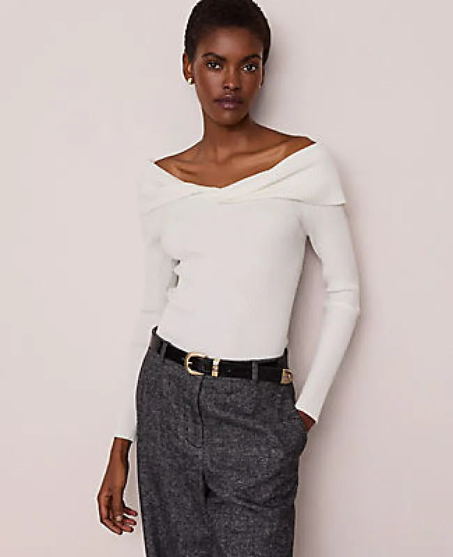 Ann Taylor Twisted Off-The-Shoulder Sweater sold by Ann Taylor