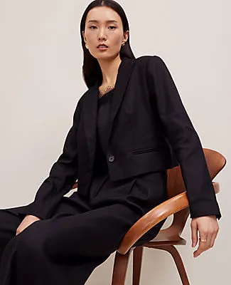Ann Taylor The Petite Cropped Blazer in Linen Blend sold by Ann Taylor