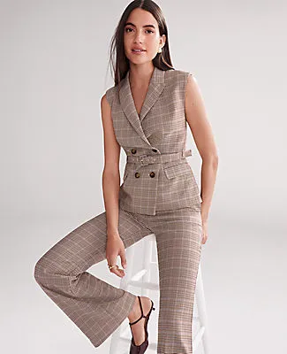 Ann Taylor Petite Belted Plaid Vest sold by Ann Taylor