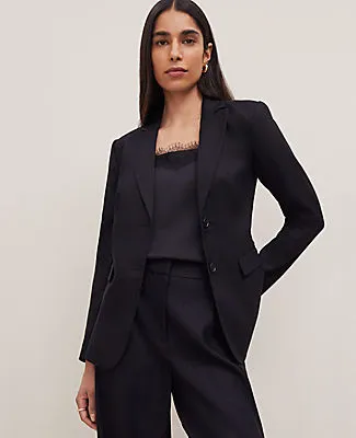 Ann Taylor The Petite Notched Two Button Fitted Blazer in Linen Blend sold by Ann Taylor product image thumbnail 4