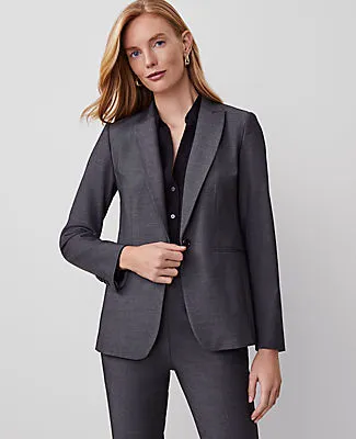 Ann Taylor The Petite Long One Button Blazer in Bi-Stretch sold by Ann Taylor