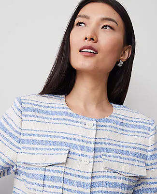 Ann Taylor Petite Striped Tweed Cropped Jacket sold by Ann Taylor product image thumbnail 4