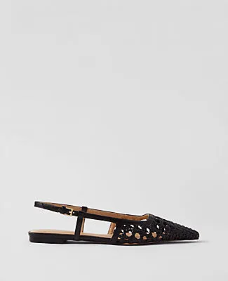 Ann Taylor Woven Leather Nip Toe Slingback Flats sold by Ann Taylor