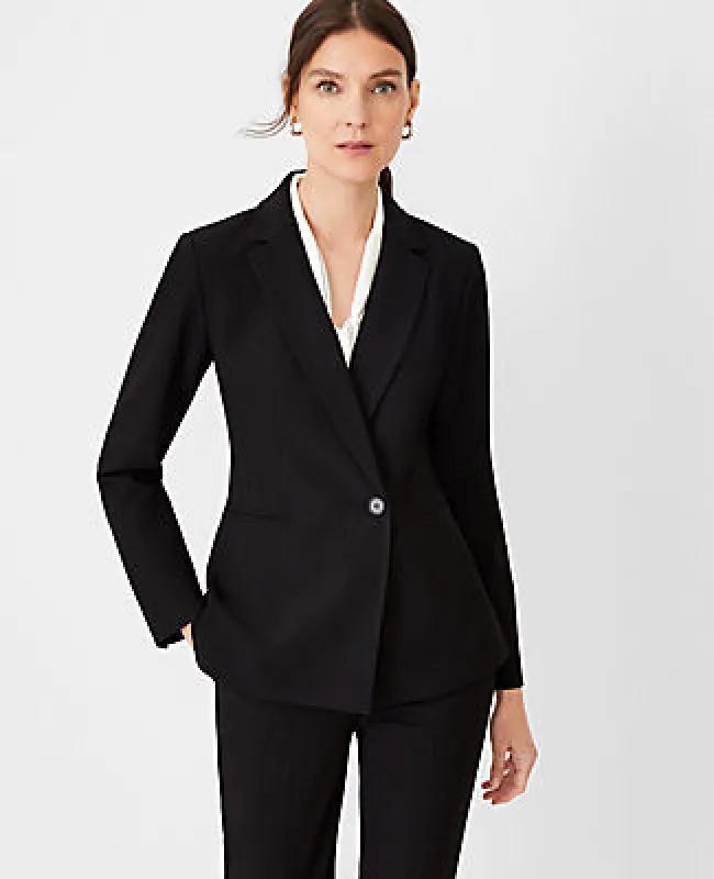 Ann Taylor The Fitted Double Breasted Blazer in Bi-Stretch sold by Ann Taylor