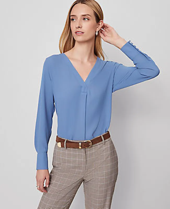 Ann Taylor Mixed Media Pleat Front Top sold by Ann Taylor
