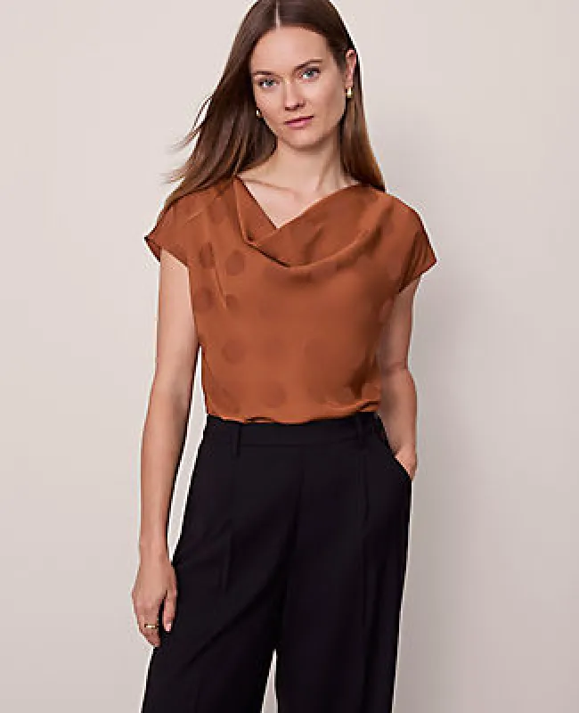Ann Taylor Dotted Cowl Neck Top sold by Ann Taylor