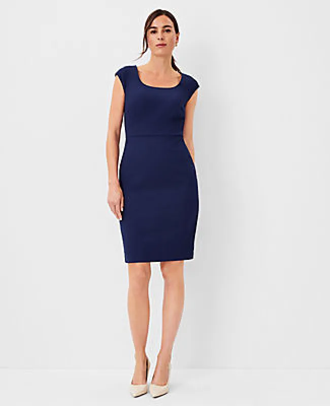 Ann Taylor The Petite Scoop Neck Sheath Dress in Bi-Stretch - Curvy Fit sold by Ann Taylor