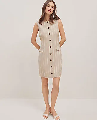 Ann Taylor The Button Pocket Shift Dress in Pinstripe sold by Ann Taylor
