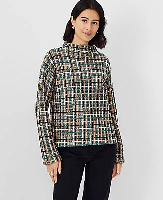 Ann Taylor Petite Tweedy Funnel Neck Sweater sold by Ann Taylor