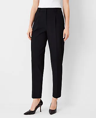 Ann Taylor The High Rise Pleated Taper Pant in Seasonless Stretch sold by Ann Taylor