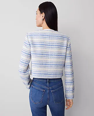 Ann Taylor Petite Striped Tweed Cropped Jacket sold by Ann Taylor product image thumbnail 3