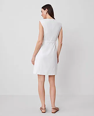 Ann Taylor The Petite Belted Shift Dress in Herringbone Linen Blend sold by Ann Taylor product image thumbnail 2
