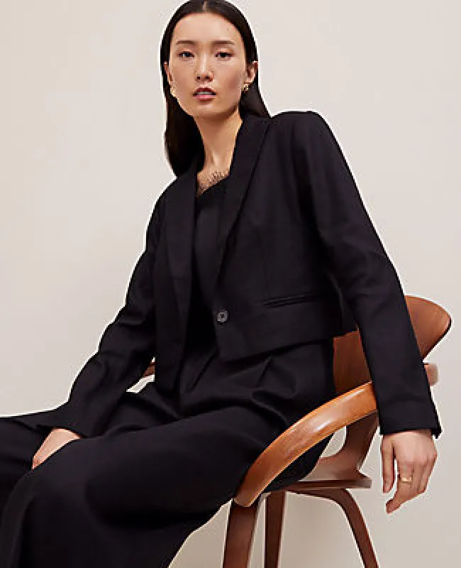 Ann Taylor The Cropped Blazer in Linen Blend made by Ann Taylor