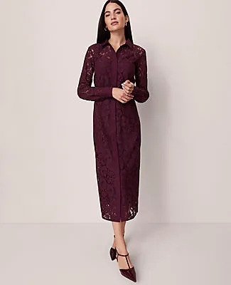 Ann Taylor Belted Lace Midi Shirtdress sold by Ann Taylor product image thumbnail 2