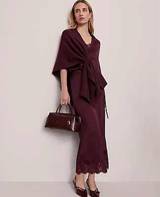 Ann Taylor Petite Satin Lace Hem Wrap Skirt sold by Ann Taylor product image thumbnail 2