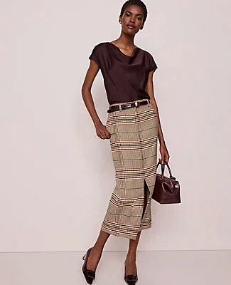 Ann Taylor The Trouser Column Midi Skirt in Plaid sold by Ann Taylor product image thumbnail 4