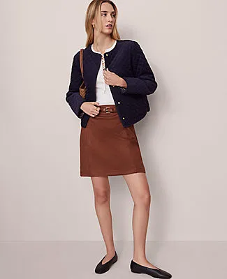 Ann Taylor Petite Weekend Collection Faux Suede Belted A-Line Skirt sold by Ann Taylor