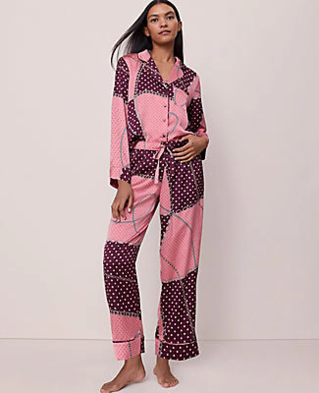 Ann Taylor Chain Link Print Silk Pajama Set sold by Ann Taylor