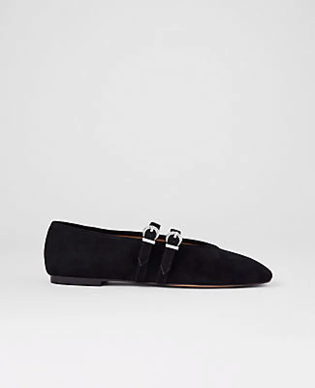 Ann Taylor Buckled Suede Ballet Flat sold by Ann Taylor