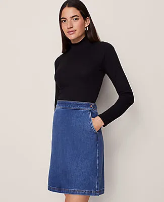 Ann Taylor Weekend Collection Button Waist Denim Skirt sold by Ann Taylor product image thumbnail 2