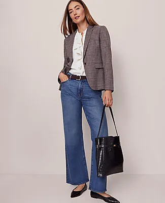 Ann Taylor The Petite Notched One Button Blazer in Plaid sold by Ann Taylor product image thumbnail 3