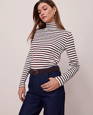 Ann Taylor Weekend Collection Striped Turtleneck Top sold by Ann Taylor