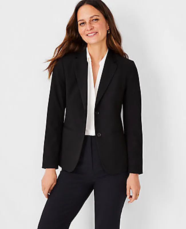 Ann Taylor The Petite Long Two-Button Blazer in Seasonless Stretch sold by Ann Taylor