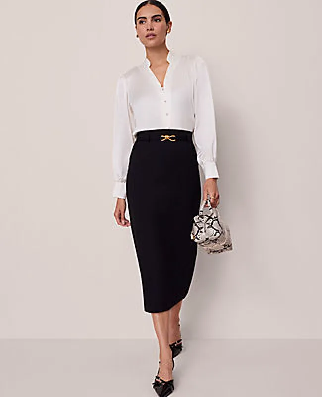 Ann Taylor Belted Pencil Skirt in Ponte sold by Ann Taylor