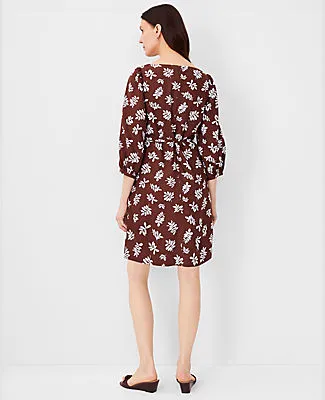 Ann Taylor Petite Leafed Linen Blend Puff Sleeve Shift Dress sold by Ann Taylor product image thumbnail 2